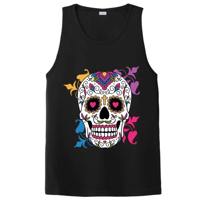 Candy Floral Graphic Skull Design Performance Tank