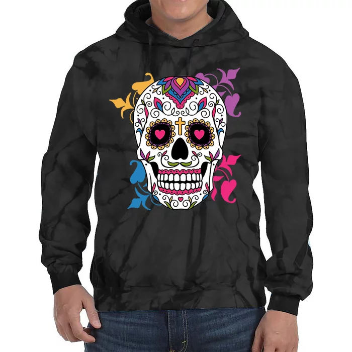 Candy Floral Graphic Skull Design Tie Dye Hoodie