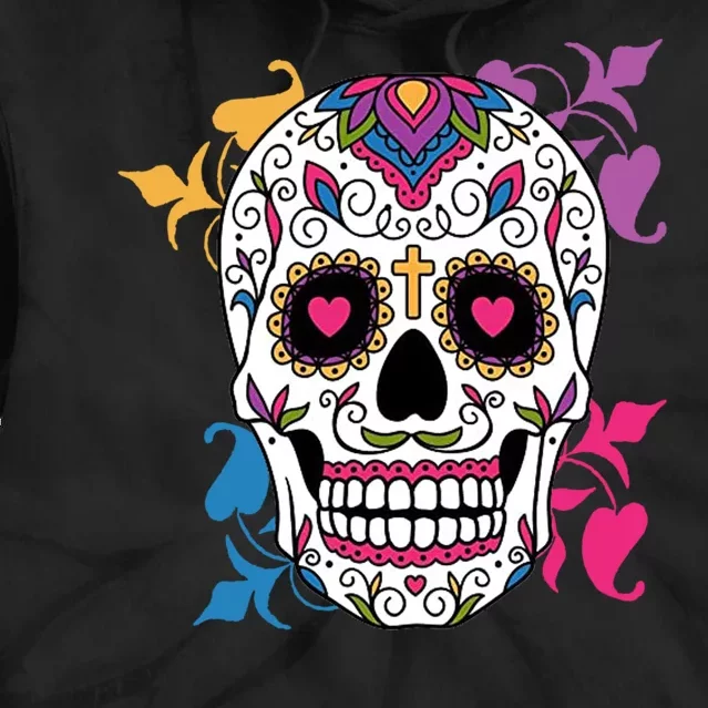 Candy Floral Graphic Skull Design Tie Dye Hoodie