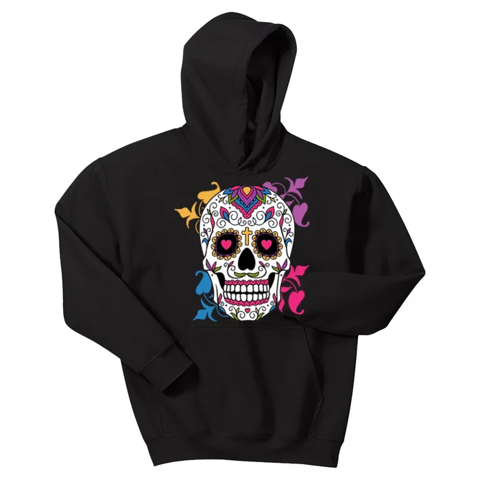 Candy Floral Graphic Skull Design Kids Hoodie