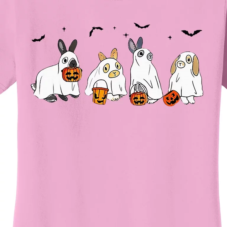 Cute Fall Ghost Bunny Rabbit Halloween Costume Spooky Season Women's T-Shirt