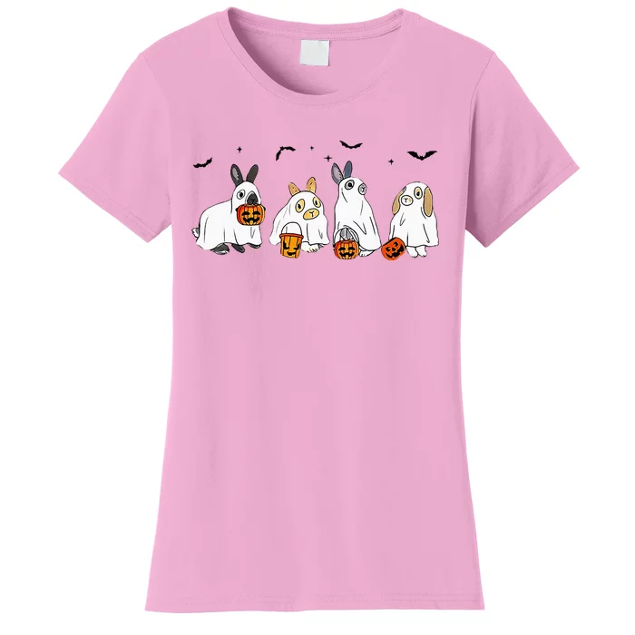 Cute Fall Ghost Bunny Rabbit Halloween Costume Spooky Season Women's T-Shirt