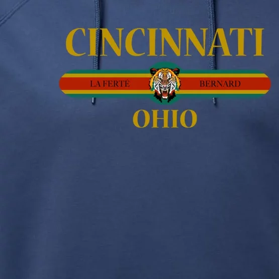 Cincinnati Funny Gift Ohio Funny Gift Fashion Design Funny Gift Tiger Face Funny Performance Fleece Hoodie