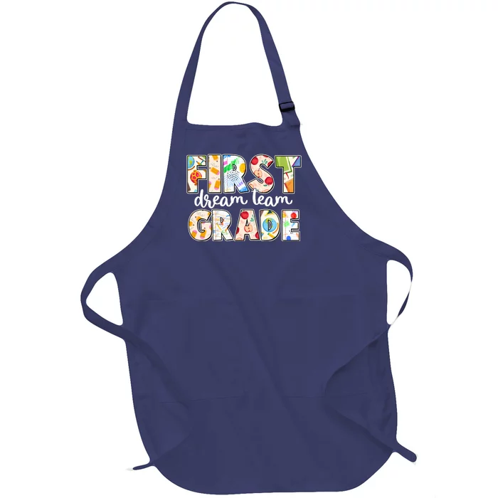 Cute First Grade Dream Team Back To School Full-Length Apron With Pocket