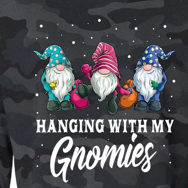 Christmas Funny Gift Hanging With My Gnomies Funny Garden Gnome Gift Cropped Pullover Crew