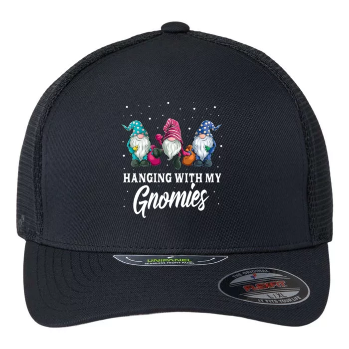 Christmas Funny Gift Hanging With My Gnomies Funny Garden Gnome Gift Flexfit Unipanel Trucker Cap