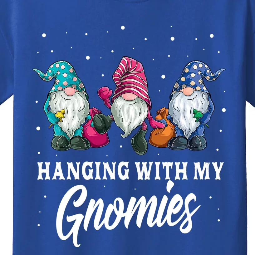 Christmas Funny Gift Hanging With My Gnomies Funny Garden Gnome Gift Kids T-Shirt