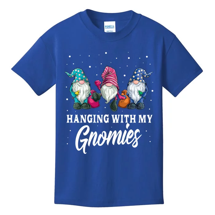 Christmas Funny Gift Hanging With My Gnomies Funny Garden Gnome Gift Kids T-Shirt