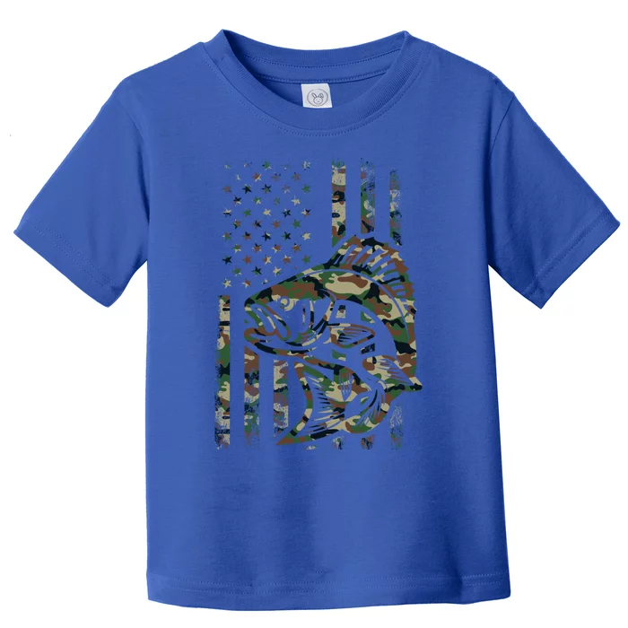 Camo Fishing Great Gift American Flag Bass Fishing Gift Toddler T-Shirt