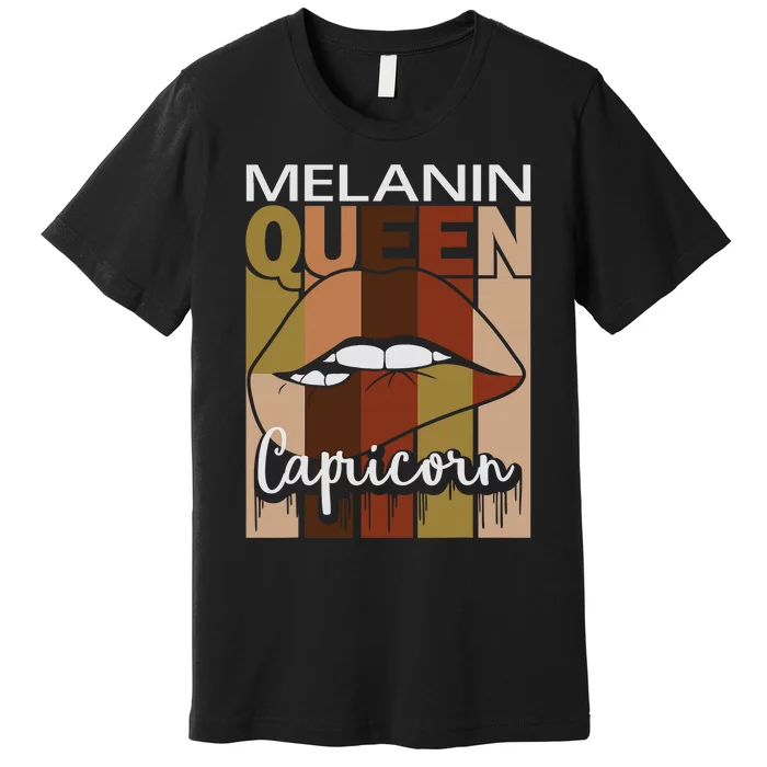 Capricorn  Funny Gift For Black  Melanin Afro Queen Premium T-Shirt