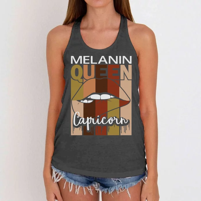 Capricorn  Funny Gift For Black  Melanin Afro Queen Women's Knotted Racerback Tank