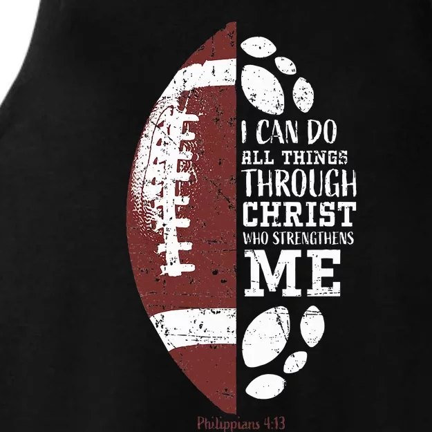 Christian Football Gifts Religious Verse Ladies Tri-Blend Wicking Tank