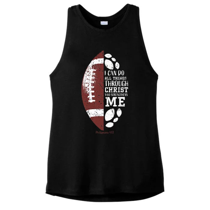 Christian Football Gifts Religious Verse Ladies Tri-Blend Wicking Tank