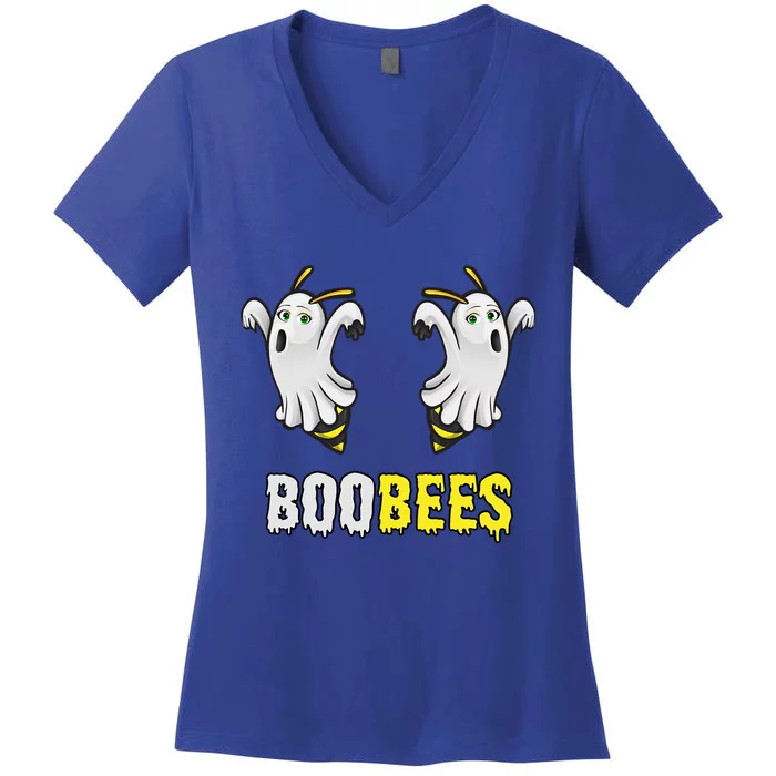 Cute Funny Ghost Halloween Boo Bees Gift Boobees Cute Gift Women's V-Neck T-Shirt