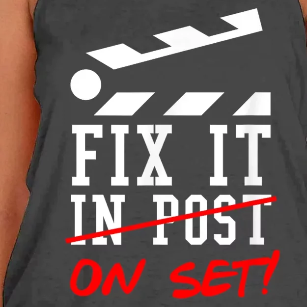 Cinematographer Filmmaker Gift Fix It In Post Women's Knotted Racerback Tank