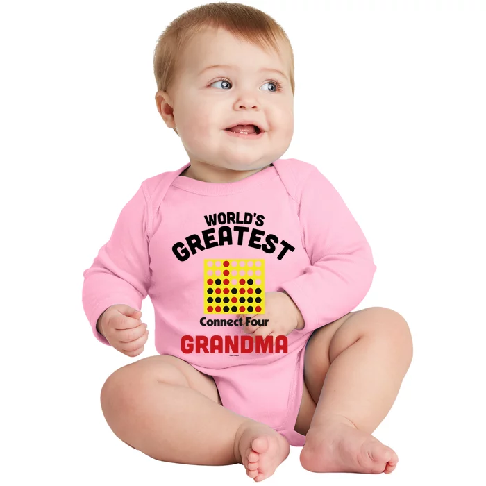 Connect Four Grandparents Day Worlds Greatest Grandma Gift Baby Long Sleeve Bodysuit