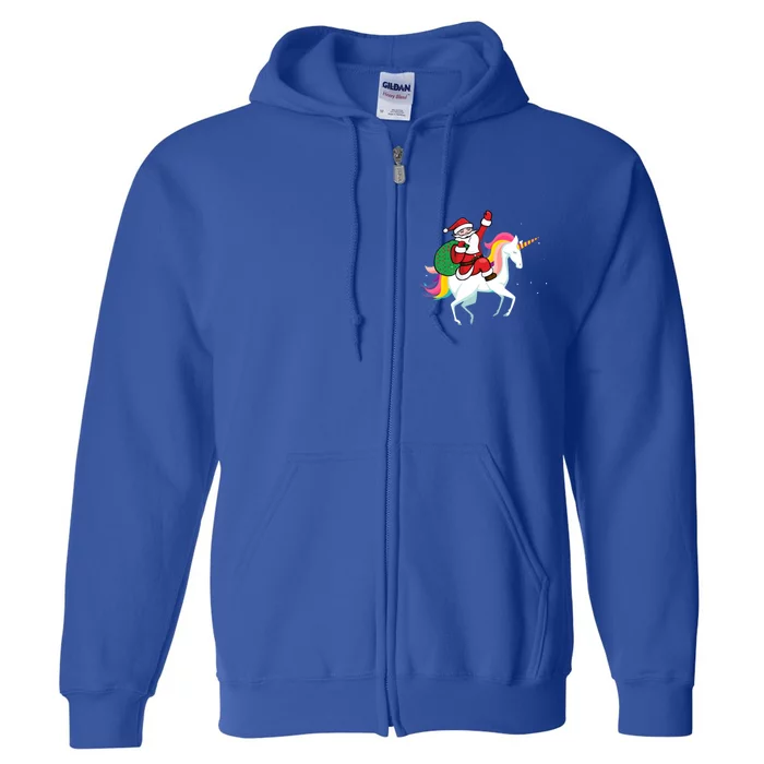 Christmas Funny Gift Santa Riding Unicorn Lovers Gift Full Zip Hoodie