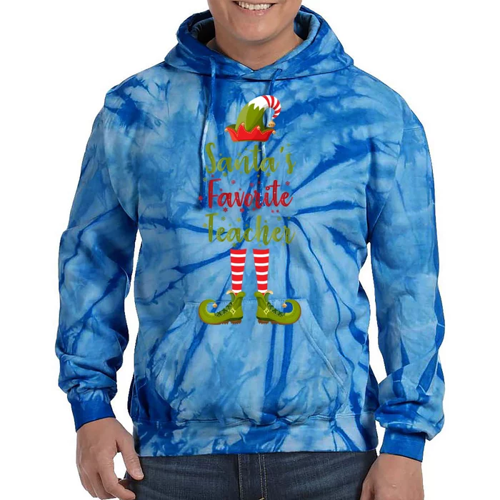 Christmas Funny Gift For Teachers SantaS Favorite Teacher Gift Tie Dye Hoodie