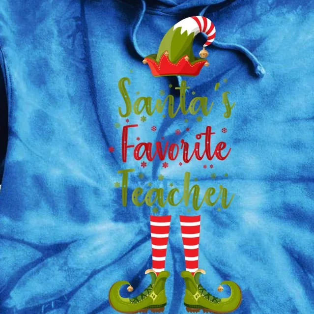 Christmas Funny Gift For Teachers SantaS Favorite Teacher Gift Tie Dye Hoodie