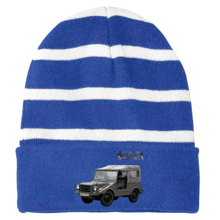 Classic Fourcute Giftwheel Drive Car Munga Bundeswehr Army Oldtimer Gift Striped Beanie with Solid Band