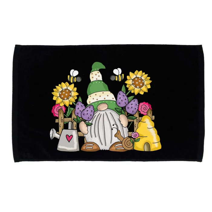 Cute Flower Garden Gnome With Bees And Flowers Gift Gardener Funny Gift Microfiber Hand Towel