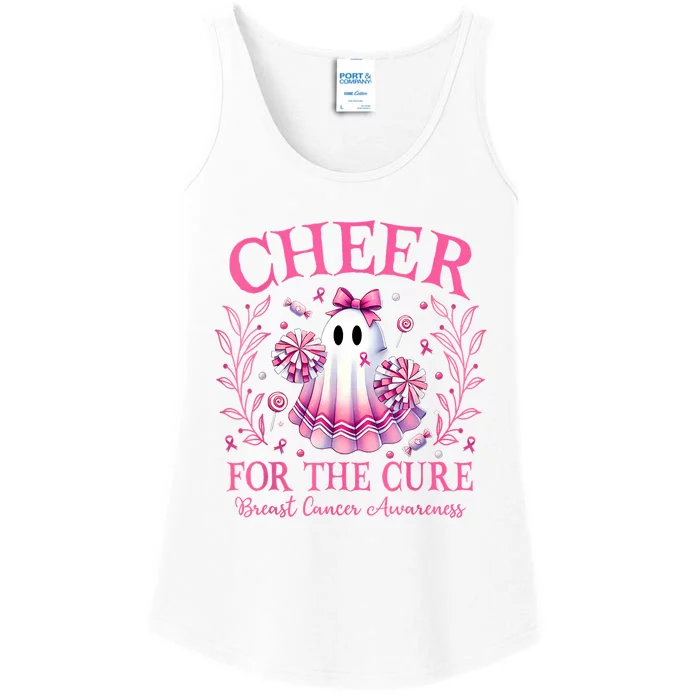 Cheer For Ghost Breast Cancer Awareness Halloween Ghost Ladies Essential Tank