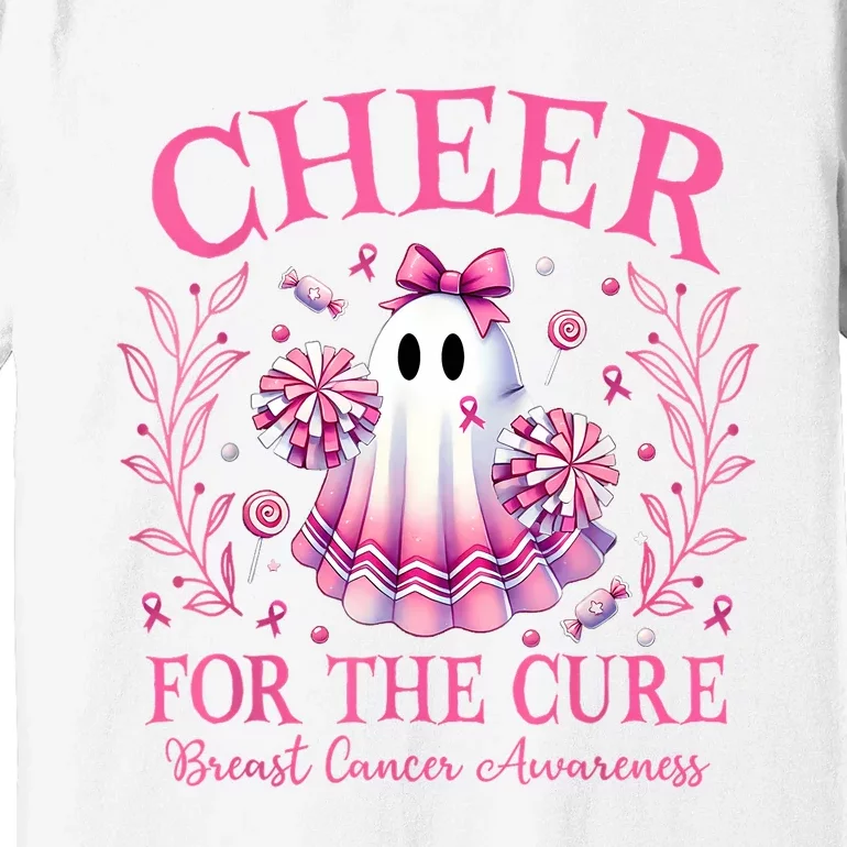 Cheer For Ghost Breast Cancer Awareness Halloween Ghost Premium T-Shirt