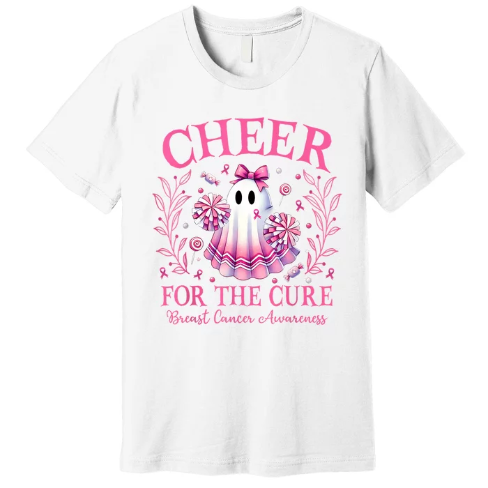 Cheer For Ghost Breast Cancer Awareness Halloween Ghost Premium T-Shirt