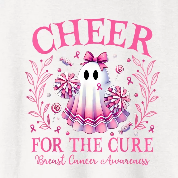 Cheer For Ghost Breast Cancer Awareness Halloween Ghost Women's Crop Top Tee