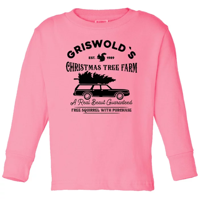 Cool Funny Griswold Christmas Tree Farm Toddler Long Sleeve Shirt