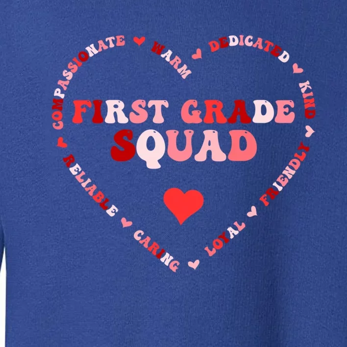 Cute First Grade Squad Valentines Day Heart Great Gift Toddler Sweatshirt