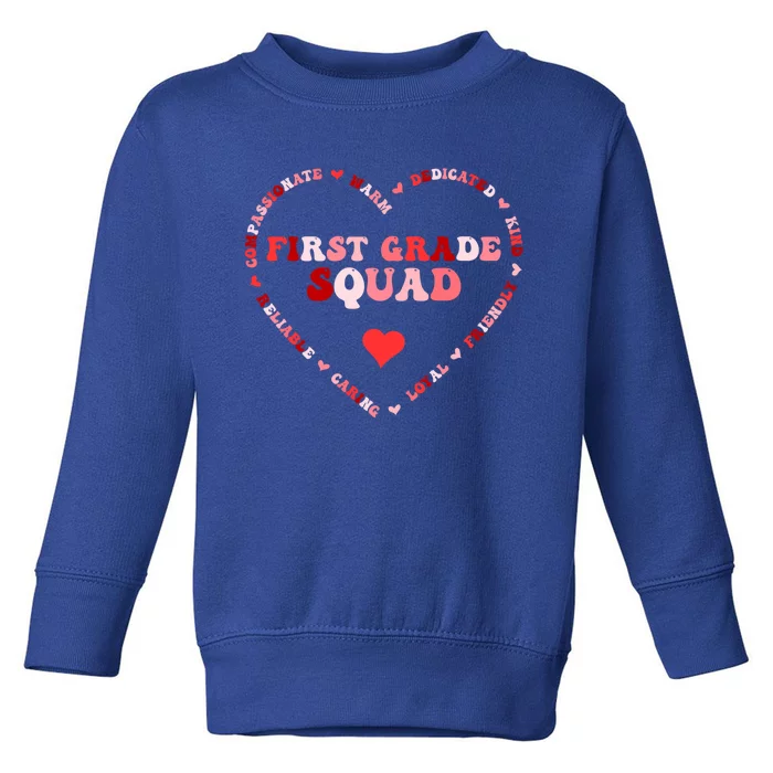 Cute First Grade Squad Valentines Day Heart Great Gift Toddler Sweatshirt