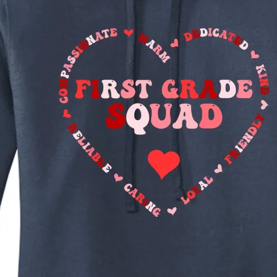 Cute First Grade Squad Valentines Day Heart Great Gift Women's Pullover Hoodie