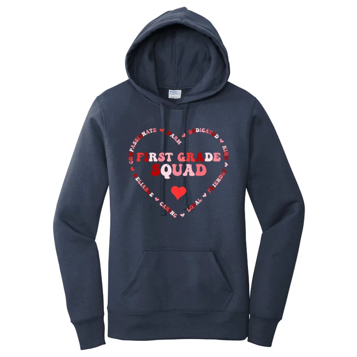 Cute First Grade Squad Valentines Day Heart Great Gift Women's Pullover Hoodie