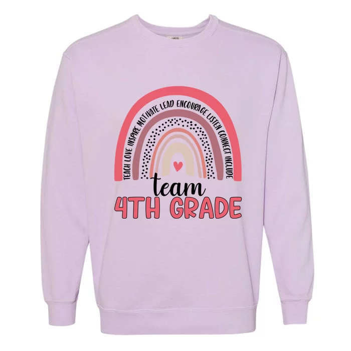 Cute Fourth Grade Teacher Boho Rainbow Team 4Th Grade Gift Garment-Dyed Sweatshirt