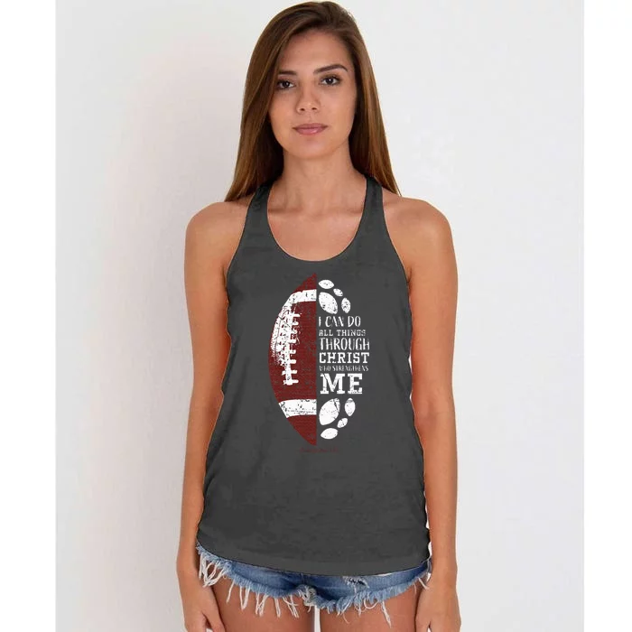 Christian Football Gifts Religious Verse Women's Knotted Racerback Tank