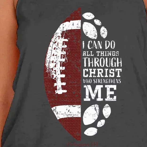 Christian Football Gifts Religious Verse Women's Knotted Racerback Tank