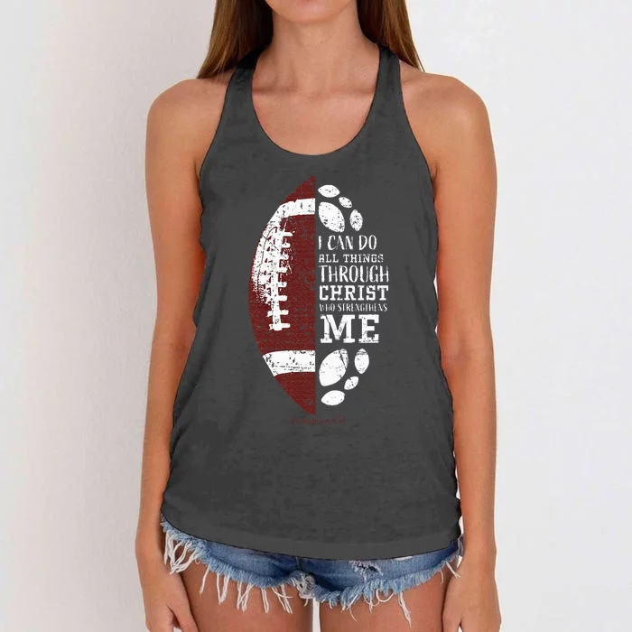 Christian Football Gifts Religious Verse Women's Knotted Racerback Tank