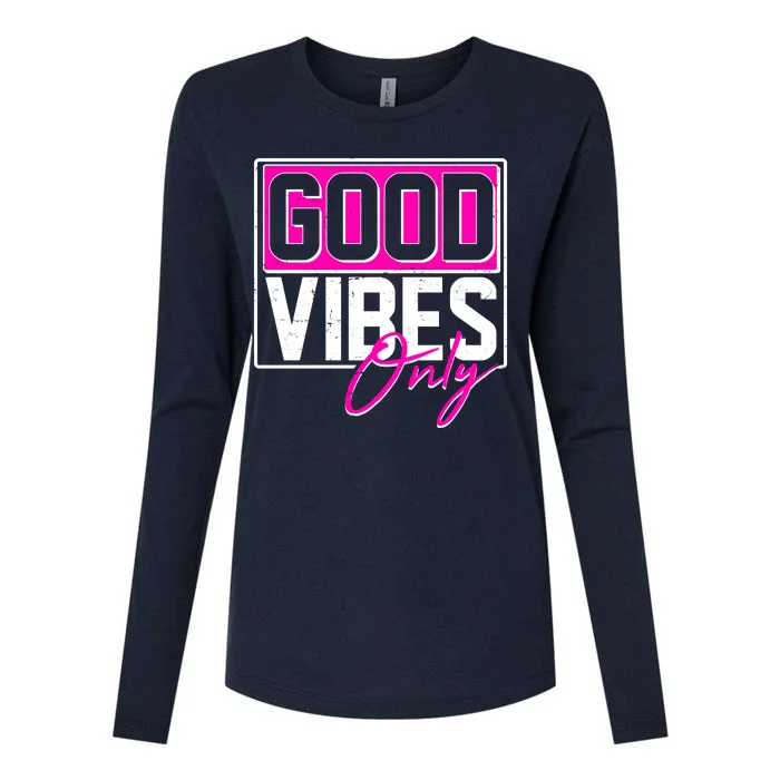 Cool Funny Good Vibes Only Womens Cotton Relaxed Long Sleeve T-Shirt