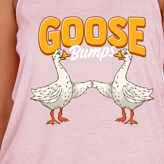 Cute & Funny Goose Bumps Goosebumps Animal Pun Women's Knotted Racerback Tank