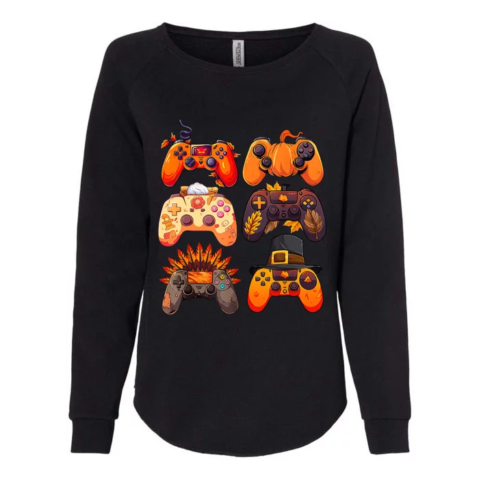 Controllers Fall Gaming Video Game Turkey Thanksgiving Womens California Wash Sweatshirt