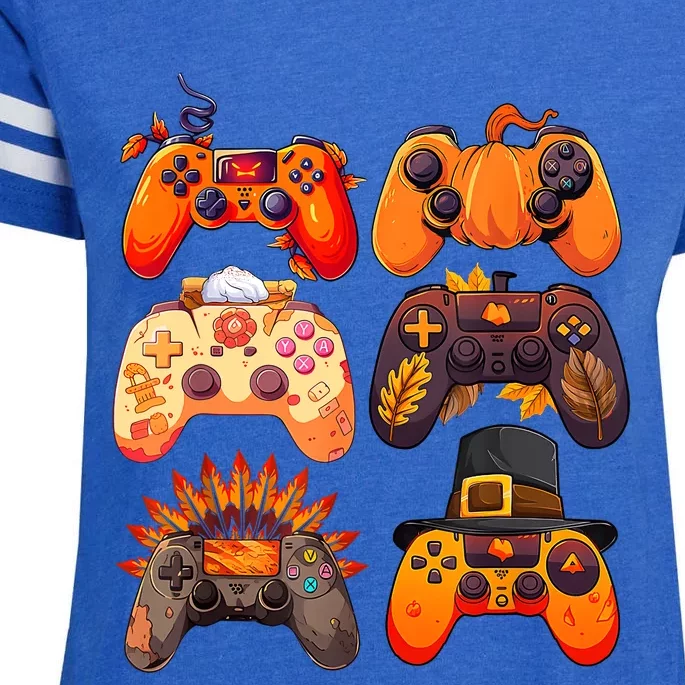 Controllers Fall Gaming Video Game Turkey Thanksgiving Enza Ladies Jersey Football T-Shirt