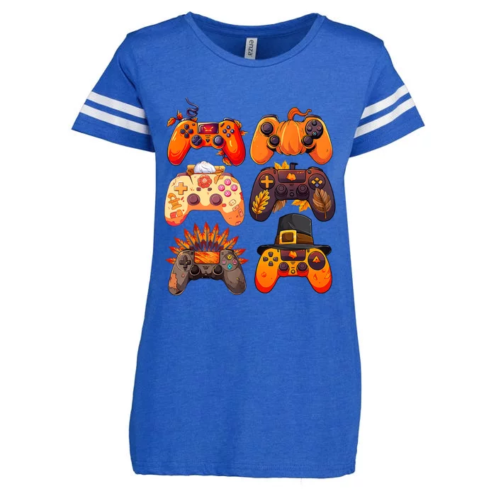 Controllers Fall Gaming Video Game Turkey Thanksgiving Enza Ladies Jersey Football T-Shirt