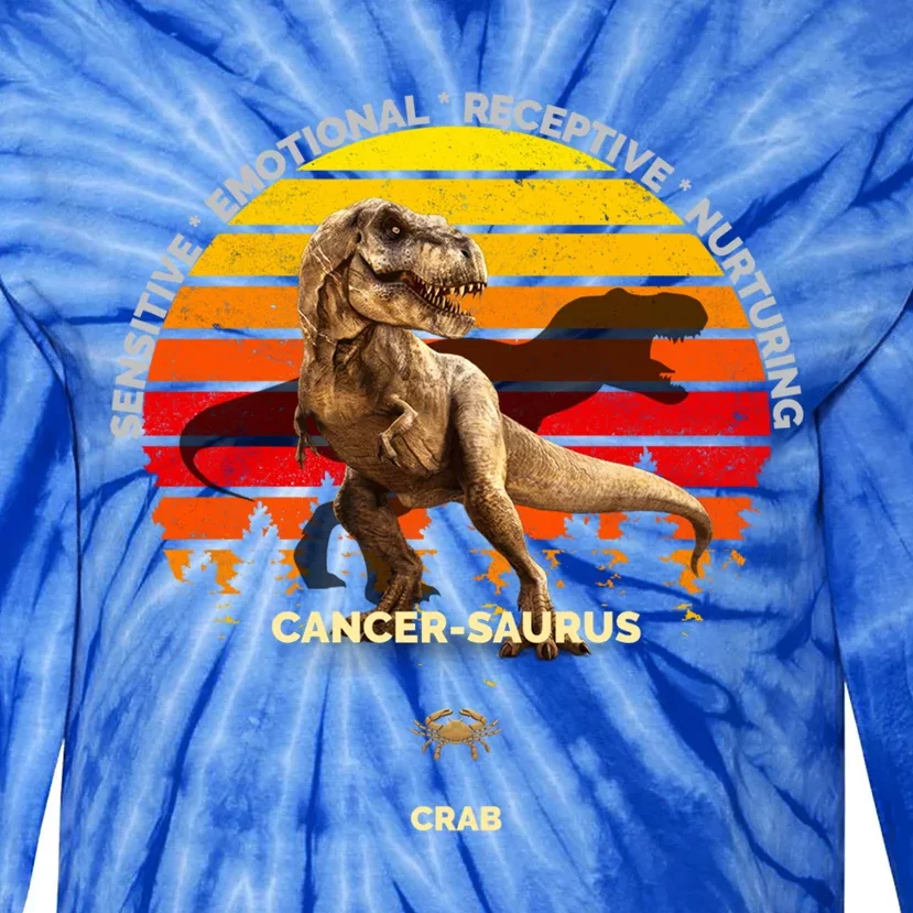 Cancergreat Funny Giftaurus Zodiac Cancer (Jun 21 Great Gift Jul 22) Crab Dinosa Tie-Dye Long Sleeve Shirt