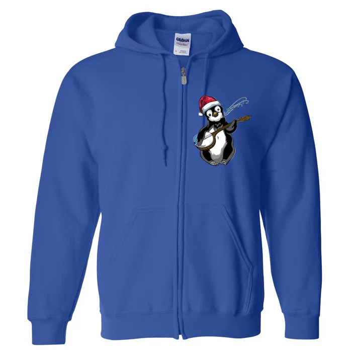 Christmas Funny Gift Animal Music Guitar Banjo Penguin Meaningful Gift Full Zip Hoodie