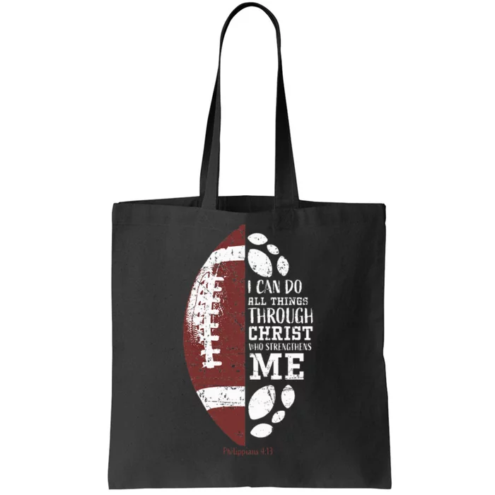 Christian Football Gifts Religious Verse Tote Bag