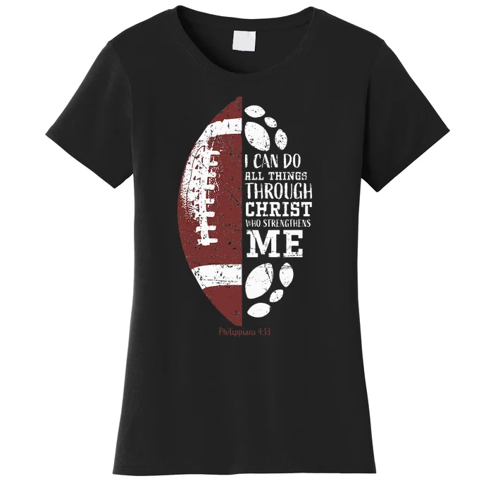 Christian Football Gifts Religious Verse Women's T-Shirt