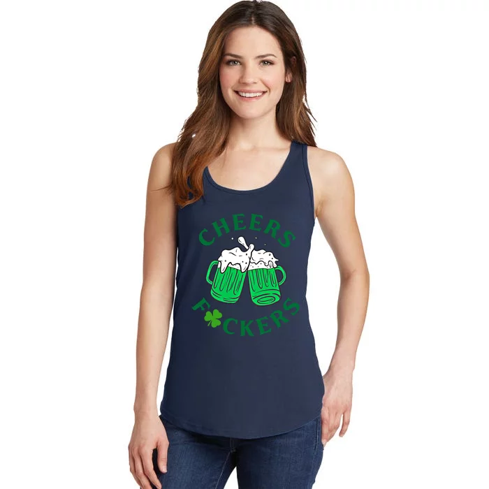 Cheers Fuckers Green Beer Ing St Patricks Day Cool Gift Ladies Essential Tank