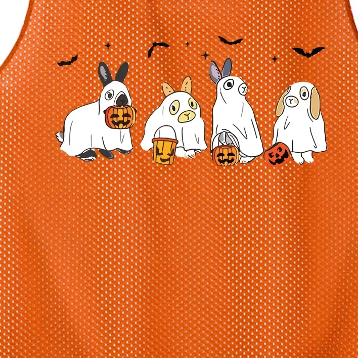 Cute Fall Ghost Bunny Rabbit Halloween Costume Spooky Season Mesh Reversible Basketball Jersey Tank