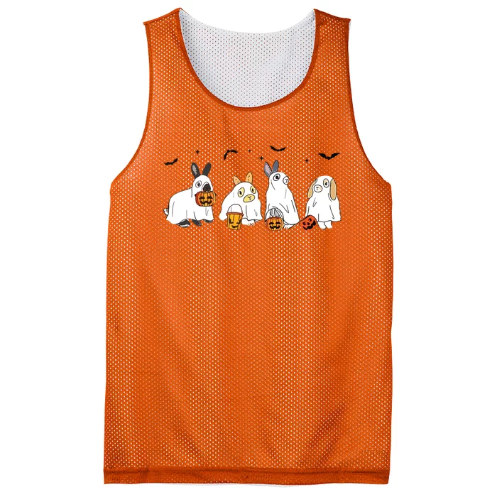 Cute Fall Ghost Bunny Rabbit Halloween Costume Spooky Season Mesh Reversible Basketball Jersey Tank